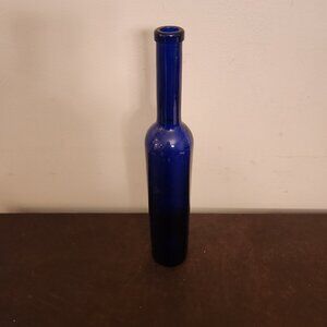 Vintage cobalt blue thin glass bottle,